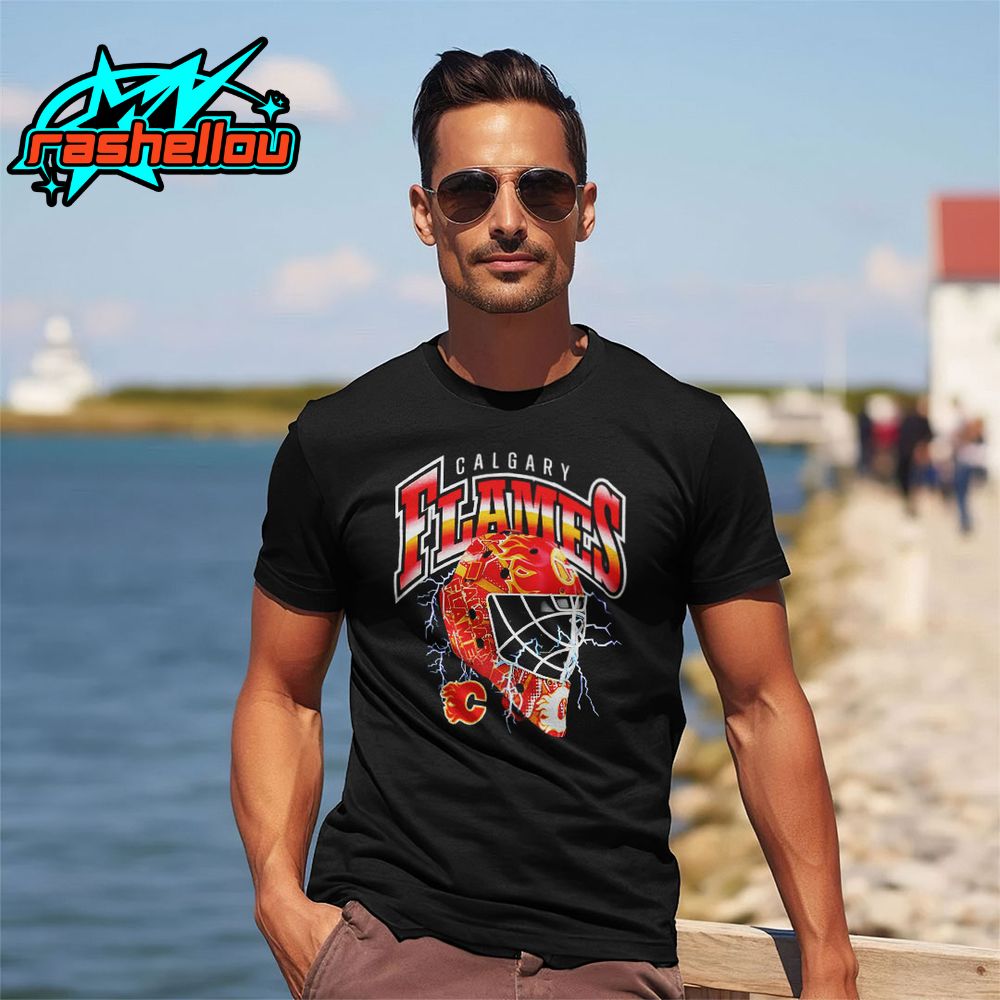 Calgary Flames Crease Lightning Helmet Shirt Calgary Flames Crease Lightning Helmet Shirt