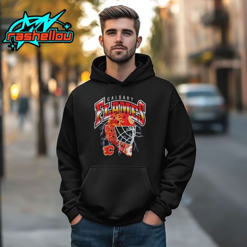 Calgary Flames Crease Lightning Helmet Shirt